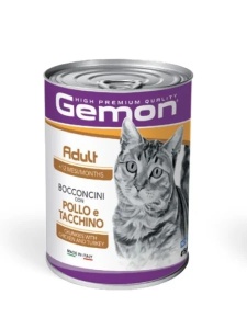 Gemon Pouches-Chunkies Adult Chicken&Turkey 415gr - Hrana umeda completa cu pui si curcan pentru pisici adulte