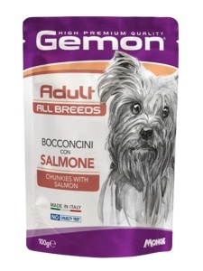 Gemon Pouches-Chunkies Adult Salmon 100gr - Hrana umeda completa cu somon pentru caini adulti de toate taliile