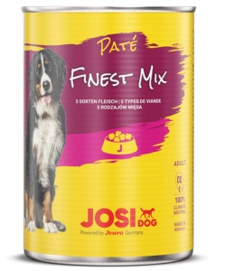 JosiDog PatE Finest Mix - Hrana umeda tip pate pentru caini adulti, 12 Conserve x 400g