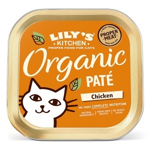 Lily's Kitchen Adult Organic Chicken Pate – Hrana umeda bio fara cereale cu pui organic pentru pisici adulte, 85 g
