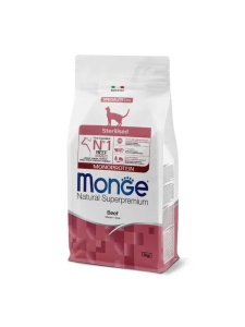 Monge Cat Adult Sterilised Beef Monoprotein 1.5kg - Hrana uscata completa cu vita pentru pisici adulte sterilizate