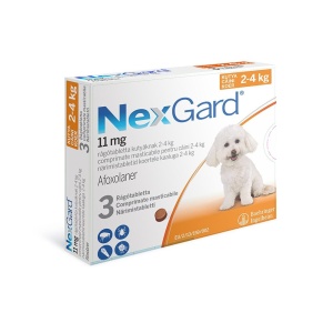 NexGard S 2-4 kg - Pastile antiparazitare impotriva puricilor si capuselor, 3 comprimate