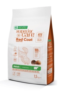 Superior Care Red Coat Grain Free Adult Smalll&Mini Breeds cu Miel - Hrana uscata super premium, destinata cainilor adulti de talie mica cu blana roscata sau brun-roscata