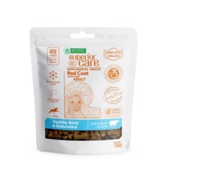 Superior Care Red Coat Snack Grain Free Healthy and Endurance cu Miel - Hrana complementara tip gustare functionala super premium pentru rezistenta destinata cainilor adulti cu blana roscata