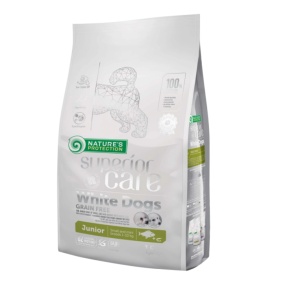 Superior Care White Dogs Grain Free Small&Mini Breeds Junior cu Peste Alb - Hrana uscata completa Super Premium pentru caini juniori de talie mica (1–10 kg), cu blana alba
