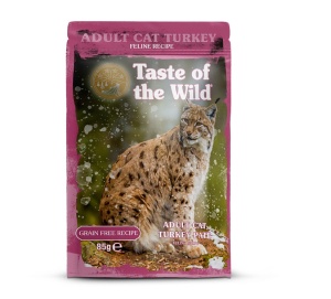 Taste of the Wild Cat Pouch Adult cu Carne de Curcan Pate - Hrana umeda Super Premium tip pateu cu curcan pentru pisici adulte, 85 Gr