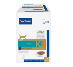 Virbac Cat Early Kidney & Joint KJ1 12 x 85g- Hrana umeda pentru pisici cu probleme renale și articulare 12 Plicuri x 85g