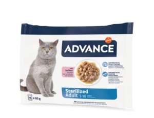 Advance Cat Wet Sterilized Curcan – Hrana umeda cu curcan pentru pisici adulte sterilizate 4Plicuri x 85 g