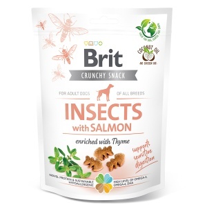 Brit Care Dog Crunchy Cracker Insects Salmon with Thyme - Recompense tip biscuiti cu somon, insecte si cimbru pentru caini, 200g