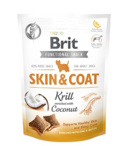 Brit Care Dog Snack Skin & Coat Krill – Recompense tip biscuiti cu hering si krill pentru caini, 150 g