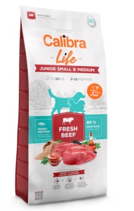 Calibra Dog Life Junior Small & Medium Fresh Beef - Hrana uscata pentru caini adulti de talie mica