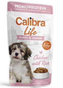 Calibra Dog Life Pouch Puppy & Junior Chicken -Hrana umeda monoproteica cu pui pentru pui de caine, 150 g