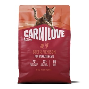 Carnilove Active Cat Dry Beef & Venison Sterilised Adult All Breeds – Hrana uscata pentru pisici adulte sterilizate, cu vita si vanat