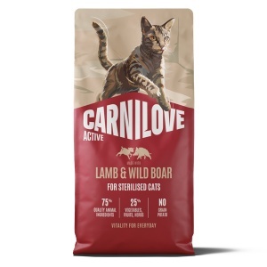 Carnilove Active Cat Dry Lamb & Wild Boar Sterilised Adult All Breeds – Hrana uscata pentru pisici adulte sterilizate, cu miel si mistret