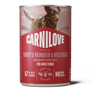 Carnilove Dog Can Pate Turkey & Reindeer & Wild Boar – Hrana umeda completa cu curcan, ren si mistret, 400 g
