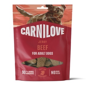 Carnilove Dog Jerky Beef Fillet – Recompense delicioase din carne uscata de vita pentru caini, 100 g