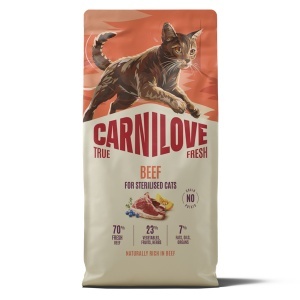 Carnilove True Fresh Cat Dry Beef Sterilised Adult All Breeds – Hrana uscata pentru pisici adulte sterilizate, cu vita