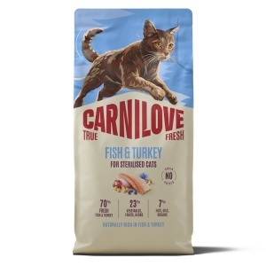 Carnilove True Fresh Cat Dry Fish & Turkey Sterilised Adult All Breeds – Hrana uscata pentru pisici adulte sterilizate, cu peste si curcan