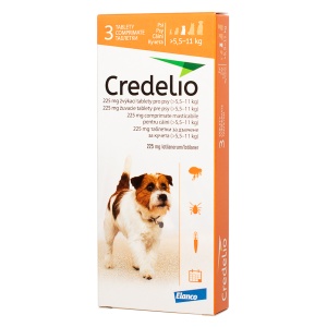 Credelio 225 mg - Antiparazitar extern pentru caini (5.5-11kg), 3 comprimate
