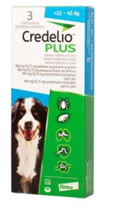 Credelio Plus - Antiparazitar extern si intern pentru caini (22-45 kg) 3 comprimate masticabile
