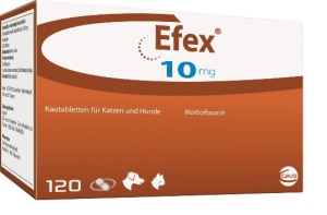 Efex 10 mg - Antibiotic veterinar pentru infectii cutanate, urinare si respiratorii, 120 Tablete