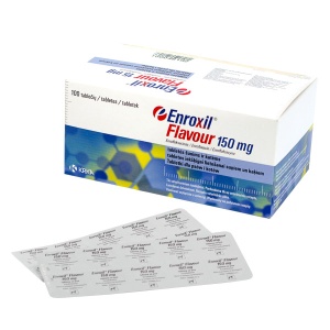 Enroxil flavour 150mg - Antibiotic cu enrofloxacina impotriva infectiilor bacteriene 100 Comprimate