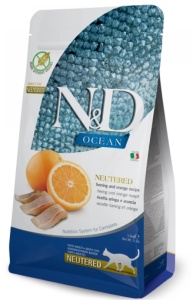 Farmina N&D Ocean Cat Neutered Herring & Orange 1.5kg – Hrana uscata completa pentru pisici adulte sterilizate