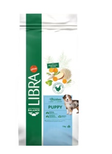 Libra Dog Puppy Medium-Maxi – Hrana uscata completa cu pui pentru catei (2-12 luni) si catelele gestante sau lactante, 12 kg