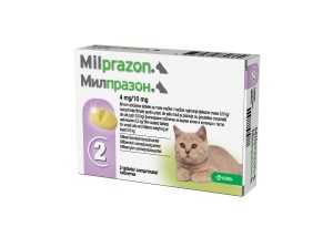 Milprazon Cat 4 mg/10 mg- Antiparazitar intern pentru pisici (0.5-2kg) 2 Comprimate