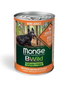 Monge Bwild Grainfree Chunks Mini Adult Pumpkin & Zucchini 400gr - Hrana umeda completa cu rata, dovleac si zucchini pentru cainii adulti de talie mica