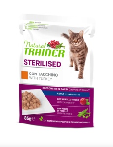 Natural Trainer - Hrana Umeda cu Curcan in Sos pentru Pisici Sterilizate, 85g