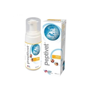 Peptivet Spuma Eudermica – Spuma dermatologica fara clatire pentru piele sensibila sau iritata pentru caini si pisici, 100 ml
