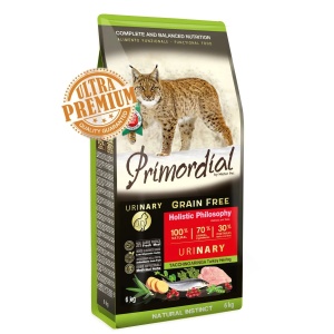 Primordial Grain-Free Holistic Cat Adult Urinary Curcan si Hering - Hrana uscata completa ultra premium pentru sustinerea sanatatii aparatului urinar la pisicile adulte