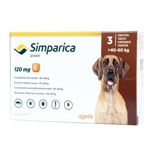 Simparica 120mg - Antiparazitar extern pentru caini de talie medie (40-60kg), 3 comprimate