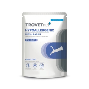 TrovetPlus Hypoallergenic Rabbit 85 g – Hrana umeda cu iepure pentru diete de excludere la pisici