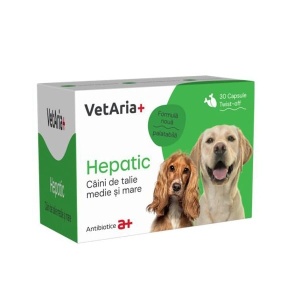 VetAria+ supliment hepatic caini de talie medie si mare 30 capsule twistoff