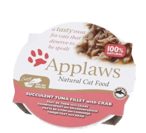 Applaws Cat Adult – Bol File de Ton & Crabi, hrana umeda complementara, 60g