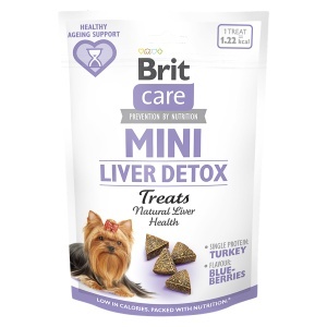 Brit Care Dog Mini Treats Liver Detox - Recompense tip biscuiti pentru suport hepatic pentru caini de talie mica, 50g