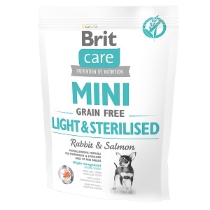Brit Care Mini GF Light and Sterilised - Hrana uscata cu iepure si somon pentru caini de talie mica, 400g