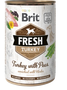 Brit Fresh Turkey with Peas - Hrana umeda super premium, completa, pe baza de carne de curcan si mazare, 400g