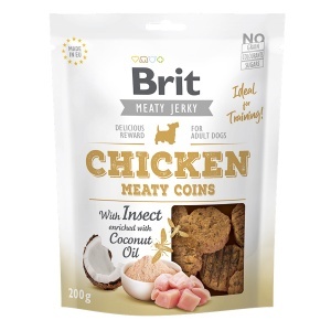 Brit Jerky Chicken with Insect Meaty Coins - Recompense tip monede cu pui si proteina de insecte pentru caini adulti - Img 2