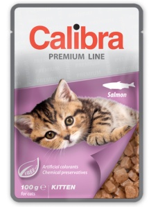 Calibra Cat Pouch Premium Line Kitten Salmon - Hrana umeda cu somon pentru puii de pisica, 100 g