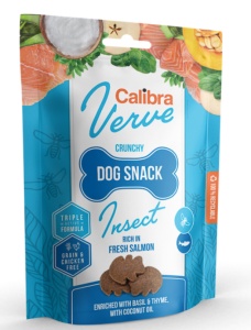 Calibra Dog Verve Crunchy Snack Insect & Fresh Salmon - Recompense crocante fara cereale pentru caini adulti, 150 g