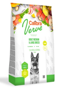 Calibra Dog Verve GF Adult M & L Salmon & Herring - Hrana uscata pentru caini adulti de talie medie si mare
