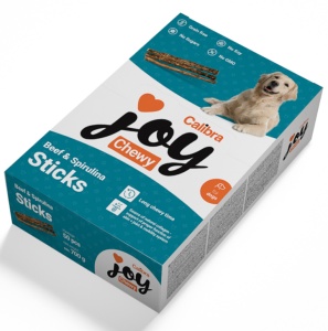 Calibra Joy Dog Chewy Beef & Spirulina Sticks - Recompensa complementara cu vita pentru caini, 700 g