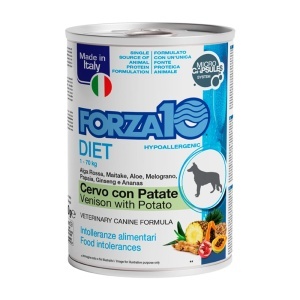 FORZA 10 Venison and Potato Dog 400 gr – Hrana umeda monoproteica cu carne de vanat si cartofi pentru caini pentru alergii alimentare