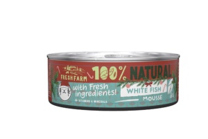 Fresh Farm Cat Smooth Pate White Fish Christmas Edition - Hrana umeda completa cu peste alb pentru pisici adulte, 85 g