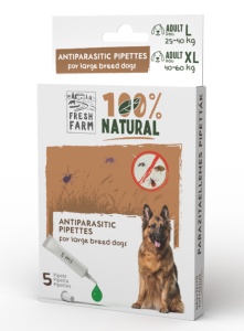 Fresh farm spot on antiparzitar L-XL - Solutie naturala antiparazitara pentru animale, 5 Pipete x 5 ml
