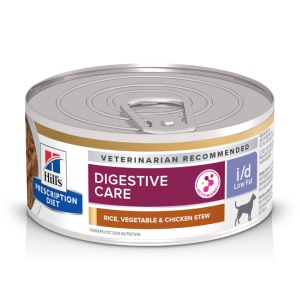 Hill's PD i/d Low Fat Chicken & Veggie Stew pentru caini adulti - Hrana umeda cu pui si legume 156g