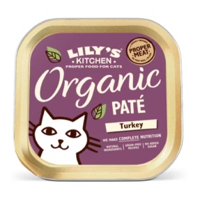 Lily's Kitchen Adult Organic Turkey Pate – Hrana umeda bio fara cereale cu curcan organic pentru pisici adulte, 85 g